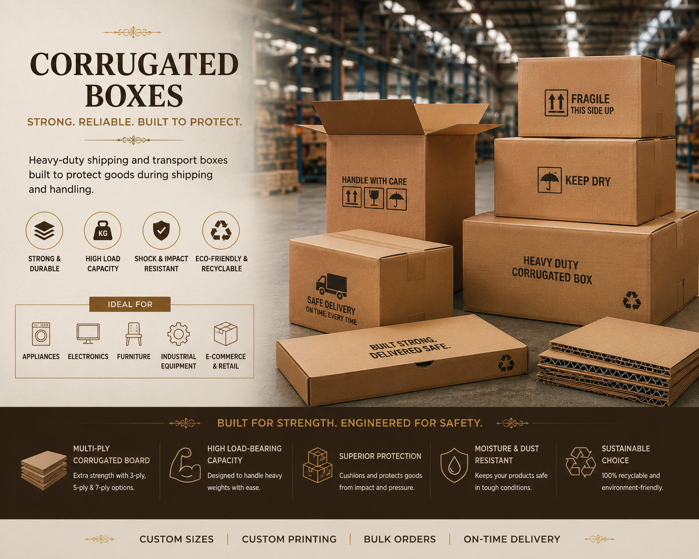 Heavy duty shipping corrugated cardboard box