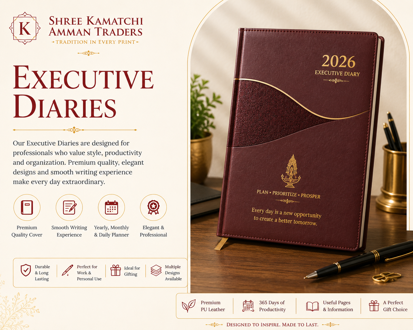 Executive diary on a work desk