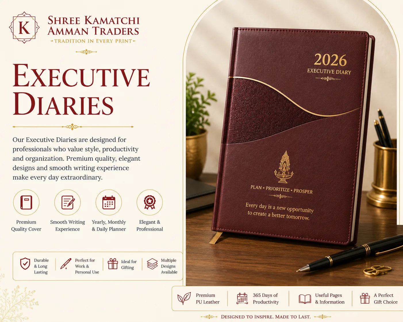 Executive diary on a work desk