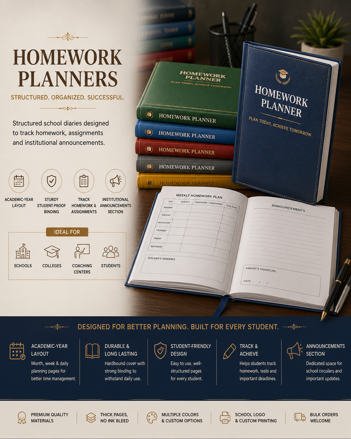 School kid homework academic diaries