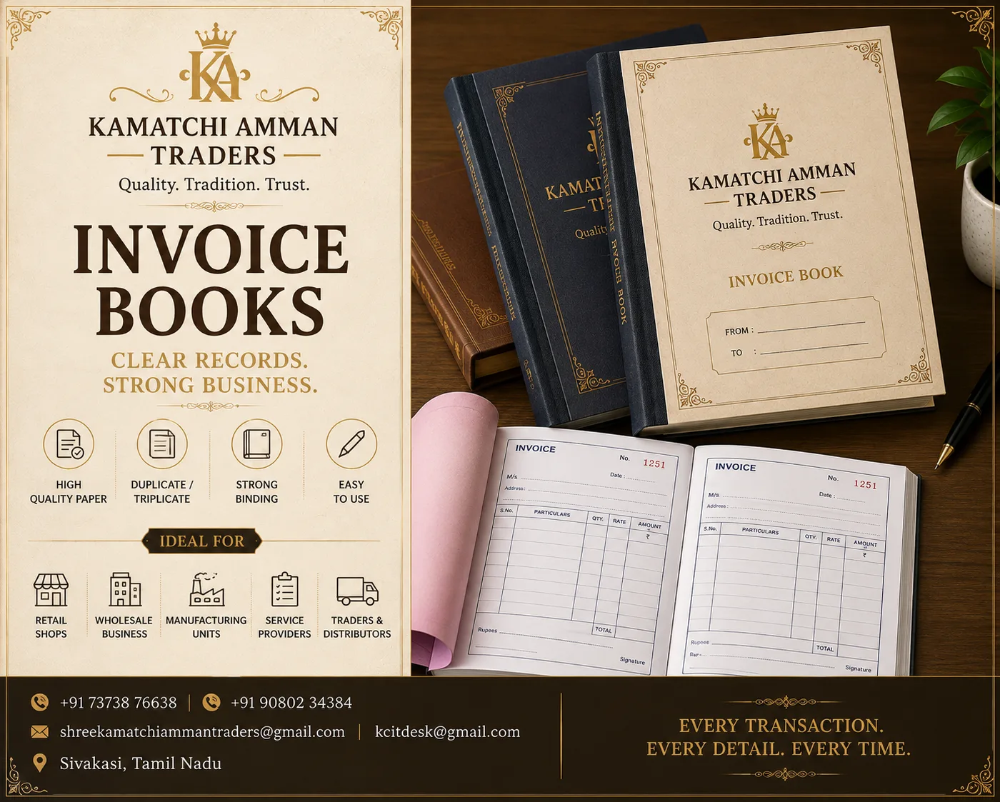 Carbonless corporate invoice duplicate book