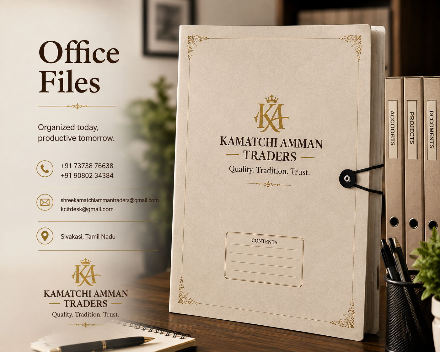 Organized corporate folders and office files