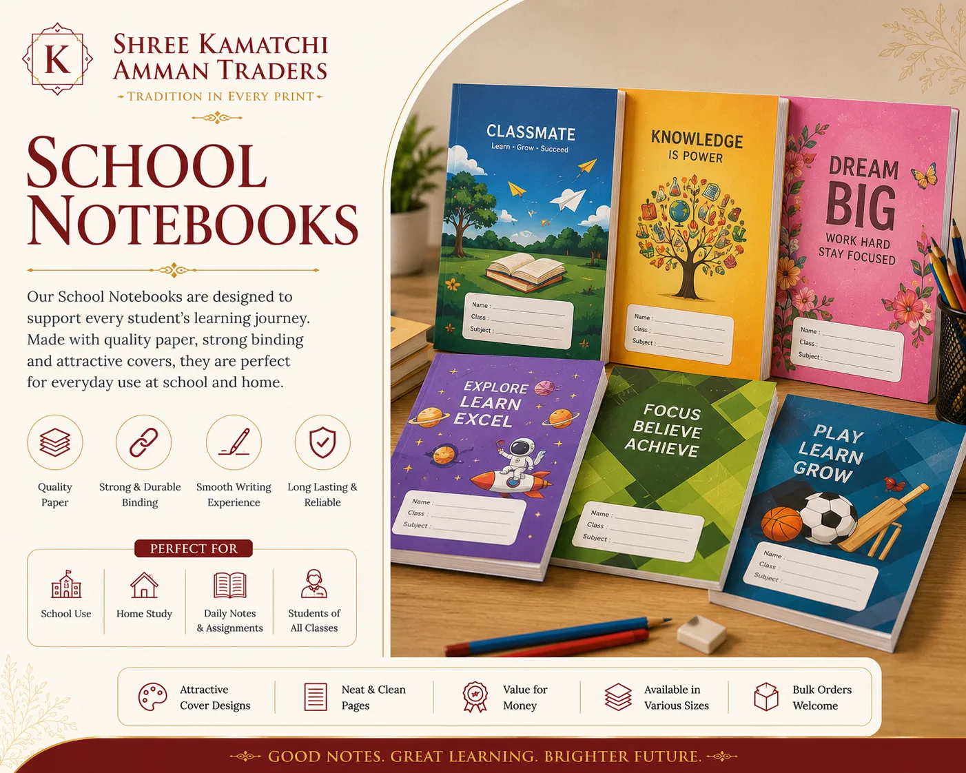 School notebooks on a desk