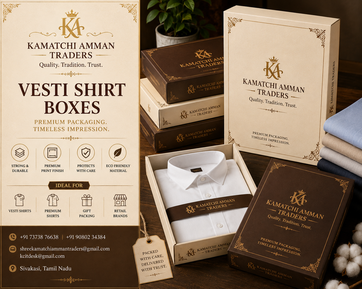 Rigid shirt and apparel packaging box