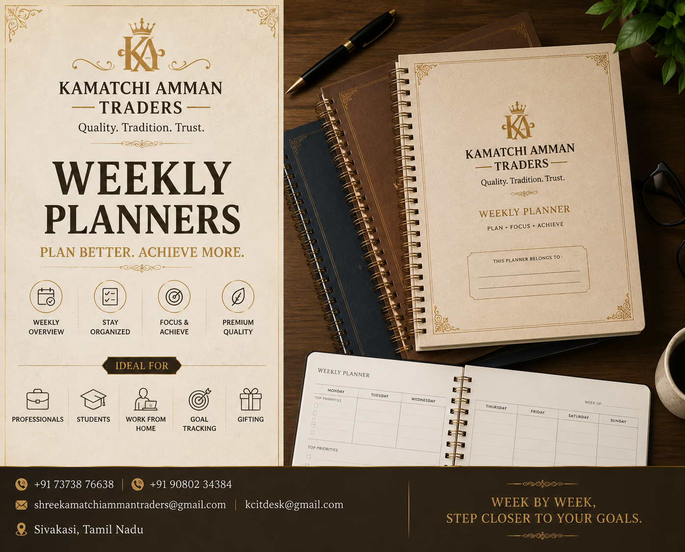 Desk calendar weekly tasks planner